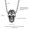 Stainless Steel Flame Skull Pendant Necklace for Men Women Gothic
