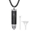 Richsteel Black Bullet Urn for Ashes Cremation Necklace Mens Womens