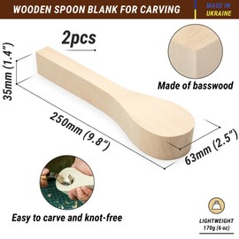 BeaverCraft Spoon Carving Kit Spoon Blank Wood for Carving - Whittling Wood Spoon Carving - Basswood Carving Blocks Craft Wood Spoon Blanks for Crafts Blank Wooden Blocks BB1 Unfinished Wood Carving