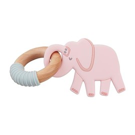 Mud Pie Kids Pink Elephant Ring Teether; 3" X 3 3/4"