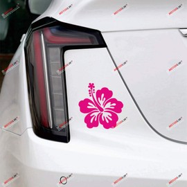 2 Pack Hot Pink, 4 Inches - Hibiscus Flower Hawaiian Decal Sticker Vinyl Hawaii Aloha - for Car Boat Laptop 07121