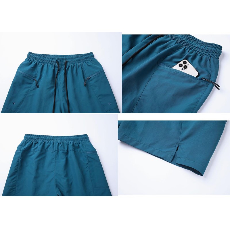 Ougelebo Swimming Trunks Long with Zip Pocket Swimming Shorts Quick