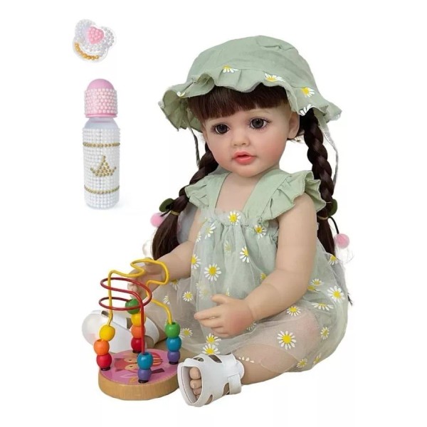 Nayumi Bebé Reborn Muñeca 55cm Silicona Cuerpo Completo Pelo Largo