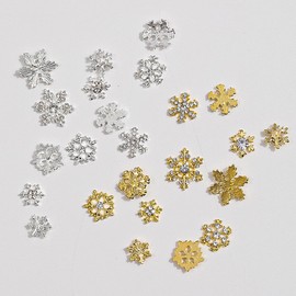 Nail Parts, Snowflake, 6 Types, 3D, Alloy, Metal Parts, Glitter, Christmas, Snowflake, Nail Stone, Jewelry Parts, Nail Art, Deco Parts, Craft Material, DIY, Gold, Silver, Storage Case Included