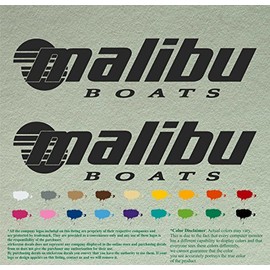 Pair of Malibu Boat Compatible Replacement Restoration Decals Vinyl Stickers Outboard Motor Set of 2 (36", Black 070)