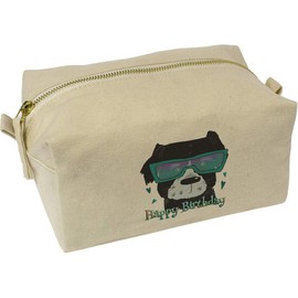 'Happy Birthday Dog' Canvas Wash Bag/Makeup Case (CS00043678)