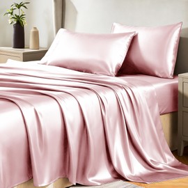 CozyLux Satin Sheets King Size Sheet Set - Silky Soft Bedding Similar to Silk, 4 Piece Sheets for Hair and Skin, Deep Pocket with All-Around Elastic, 