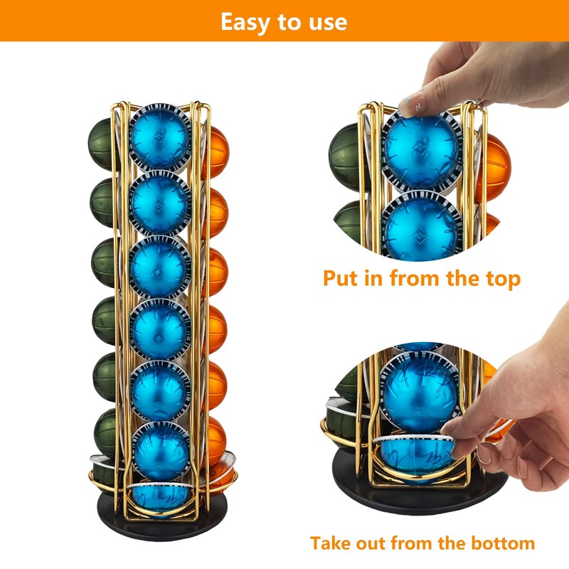 Meelio Coffee Vertuo Pod Holder Carousel Stand for 28 Nespresso