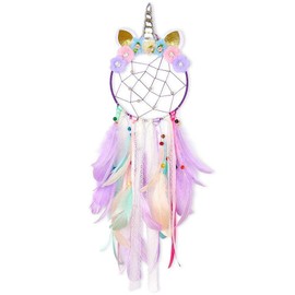 SO CAL PRO Dream Catcher Feather Pendant Wall Hanging for Car Home Girls Kids Nursery Mobile Bedroom Decoration Decor Many Styles and Colors to Choose from (Purple)