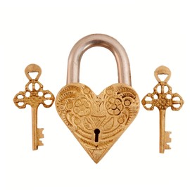 Purpledip Brass Padlock: Golden Heart (11001)