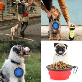 Large Collapsible Dog Bowls, 34oz Travel Water Food Bowls Portable Foldable Collapse Dishes with Carabiner Clip, 2 Pack (Blue + Red )