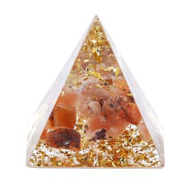 1.2" Crystal Pyramid Orgone Pyramid Healing Crystals Resin Crushed Crystals Quartz Orgonite Meditation for Positive Energy Red Agate