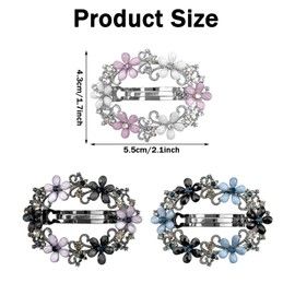 3PCS Rhinestone Flower Hair Clips,Vintage Flower Hollow Spring Hair Barrettes,Rhinestone Hair Clips for Women and Girls French Style Hair Accessories
