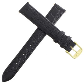 Longines Women's 14mm Black Leather Replacement Watch Band Strap Gold Buckle