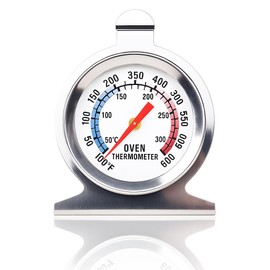 Backofenthermometer Analog, Edelstahl Ofenthermometer für Backofen, Küchenthermometer mit großem Zifferblatt, Backofen Thermometer Innen für präzises Kochen