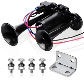 600dB Electric Car Horn, Black Metal and Plastic Loudspeaker, Universal 12V Vehicle Air Horn, Great Loud for Trucks Motorcycles Boats, Quality Construction, Easy Installation