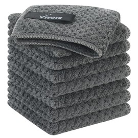 VIVOTE Microfibre Dishcloths, Reusable Cleaning Cloths, Dishcloths, Super Absorbent Towel, Multi-Purpose Household Cleaning Cloth, 20 × 20 cm, Dark Grey, Pack of 8
