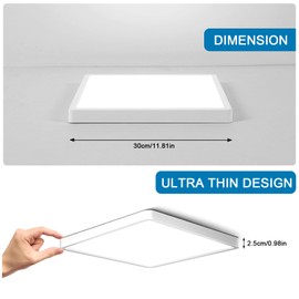 DELIPOP 12 inch Dimmable LED Flush Mount Ceiling Light Fixture with Remote Control, 24W 3000K-6500K Adjustable Color Temperature, Ultra-Thin Ceiling Lamp for Bedroom Kitchen Hallway Living Room