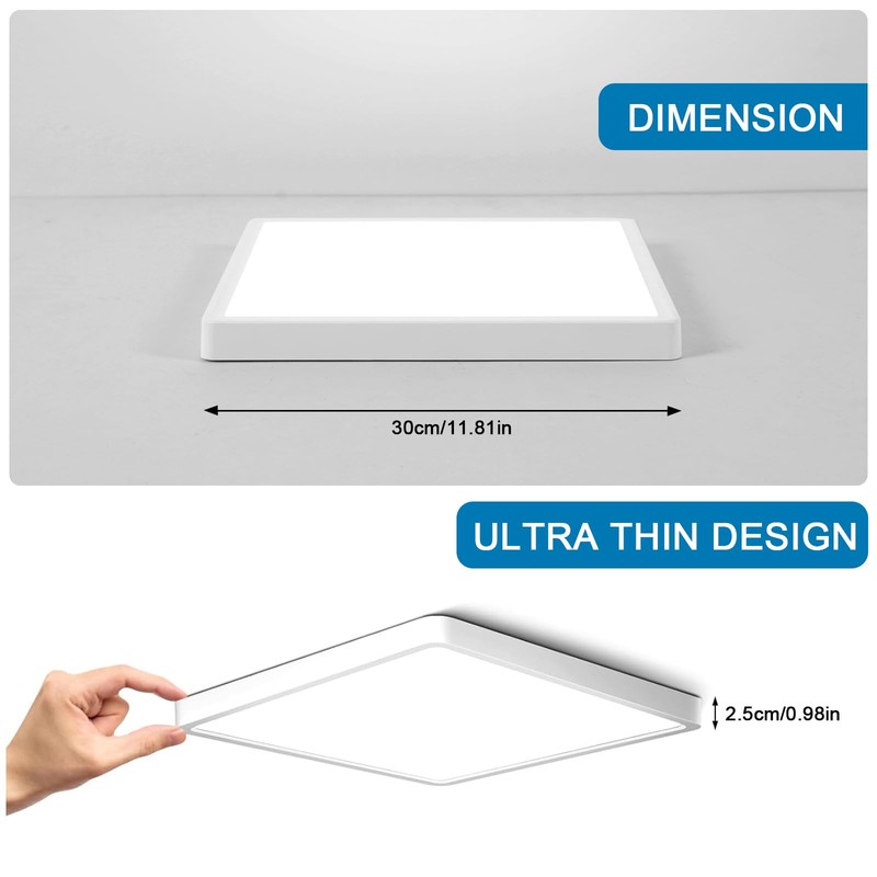 DELIPOP 12 inch Dimmable LED Flush Mount Ceiling Light Fixture
