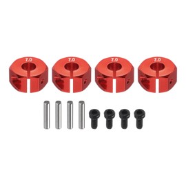 sourcing map Aluminum 12mm Wheel Hex Hubs Drive Adapters Red 7mm Thickness with Screws and Pins for RC Car Upgrade Replacement Parts 4Pcs