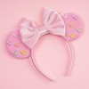 bianbaistar Pink Velvet Mouse Ears Headband, Matte Bow & Colorful