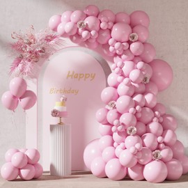 RUBFAC 87pcs Light Pink Balloons Different Sizes 18 12 10 5 Inches for Garland Arch, Premium Pastel Pink Balloons for Valentine's Day Girl Birthday Wedding Baby Shower Bridal Shower Party Decorations