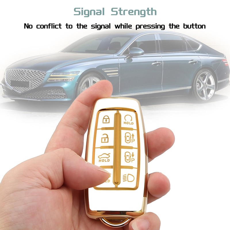 Compatible with Genesis Key Fob Cover, Gold Keychains, for G80