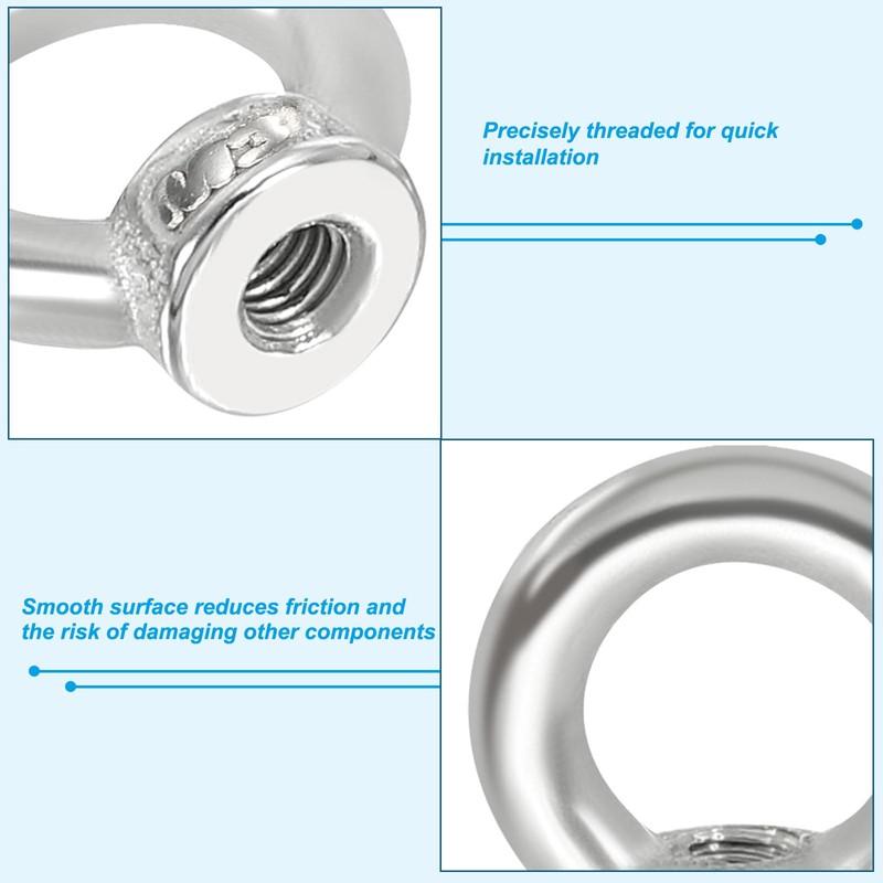 PATIKIL Ring Nut Eye Nut M3, 6 Pieces 304 Stainless
