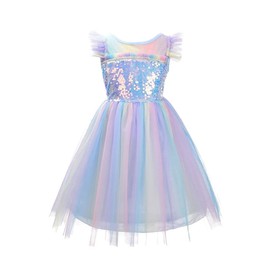 Dressy Daisy Unicorn Birthday Rainbow Tulle Dress Princess Costume Fancy Party Outfit for Toddler Girls Size 2