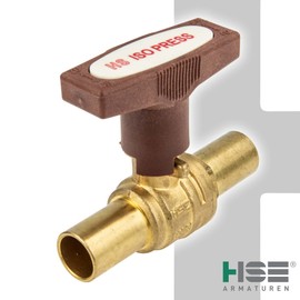 HS ISOPRESS Heating Ball Valve with Diameter 22 mm Press-Clamp Connection, ISO-T Handle, MS Blank