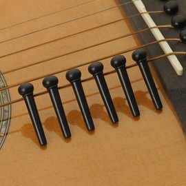 Acoustic Guitar Bridge Pins Pegs-6pcs with 1pc Bridge Pin Puller Remover (Black-Black Top)