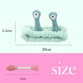 Snail Bands, 2 Pieces with 2 Mask Brushes, Makeup Bands Snail Caps Plush Cute Elastic for Women Makeup Exercise