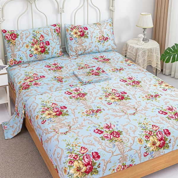 RYNGHIPY Garden Floral Bed Sheets King Botanical Peony Flowers Printed