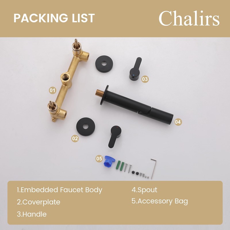 Wall Mount Bathroom Faucet Matte Black,Solid Brass Wall Mounted Sink