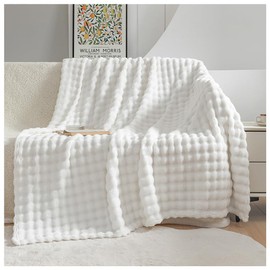 NUODWELL Soft Warm Flannel Throw Blanket, Cozy Fuzzy Bed Blanket, Large Fluffy Rabbit Fur Blanket for Bedroom, Couch, Sofa (Beige, 150 * 200CM)