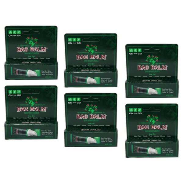 Bag Balm Original On-the-Go Lip Balm Tubes for Chapped Lips, Dry Hands, Skin Irritations and More (Pack of 6 Tubes)