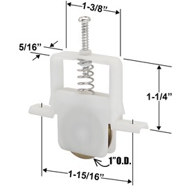 Sliding Screen Door Bottom and Top Rollers Replacement with 1" Steel Concave Ball-bearing Wheels for Columbia Screen Doors Feature a 5/16" Thick Adjustable Nylon Housing, 4 Pack