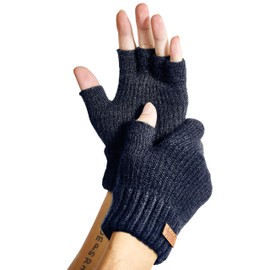 JYUYNY Fingerless Gloves, Fingerless Gloves, Cashmere Gloves, Winter Warm Knitted Gloves, Running, Cycling, Driving for Men and Women, navy blue