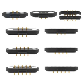 2 Pair Magnetic Pogo Pin Connector, 2P/3P/4P/5P 12V 1A Magnetic Pogopin Connector Male+Female 2.5MM Through Holes Spring Loaded Magnetic Pogopin Connectors DC Power Connector (2Pin)