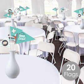 Big Dot of Happiness Medical School Grad - Triangle Doctor Graduation Party Photo Props - Pennant Flag Centerpieces - Set of 20