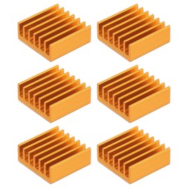 PATIKIL Heatsink 14x14x6mm, 6 Pcs Aluminum Cooler Radiator Heat Sink with Thermal Blue Sticker for Raspberry Pi Chip CPU Power Transistor FET IC Power Amplifier, Gold
