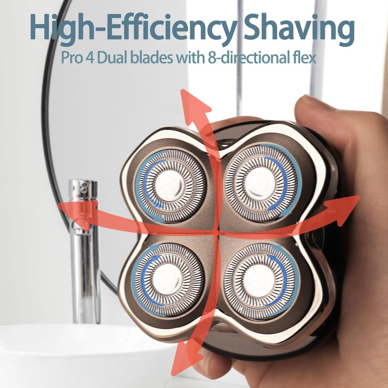 GORLENT 3Pack Professional Replacement Head for Bald Head Shavers Gold,