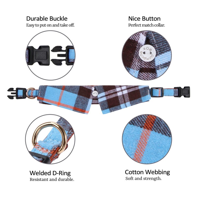 Faleela Cotton Plaid Shirt Style Dog Collar Soft Cute,Boy Dog