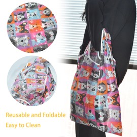 Foldable Eco-Friendly Shopping Bag, Grocery Shopping Cloth Bags, Waterproof Tote Shopping Bag, Fold Up Bag in Pouch, Large Foldable Shopping Tote Bag for Daily Shopping Groceries Travel Storage 2 PCS