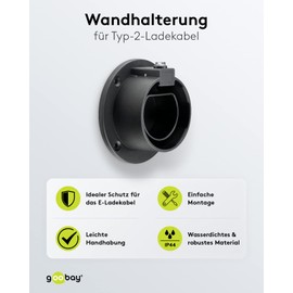 goobay 61141 Wandhalterung Typ 2 Ladekabel für Elektroautos/EV Kabelhalterung für Wandmontage