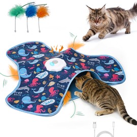 tikibest Interactive Cat Toy, Cat Toys Interactive with Touch Activation, Interactive Cat Toys for Indoor Cats with Moving Feather & Mouse Sounds, Cat Toys for Bored Indoor Adult Cats