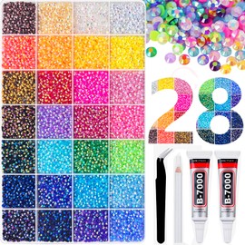25200Pcs 28 Color 3mm Resin Jelly Rhinestones for Crafting with b7000 Glue Clear with Precision tip, Rhinestones for Bedazzling Crystal for DIY Crafts Clothing Tumblers Mugs Shoes Fabric Decor