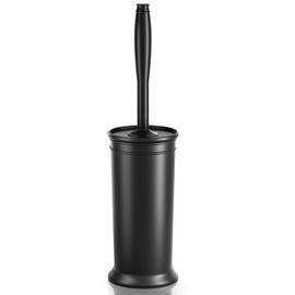 cepillo para polvo de inodoro con mango extra largo, cerdas duraderas y soporte cubierto para escobillas de inodoro para limpieza de baño (negro, 1 ju