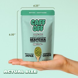 Caff Off Caffeine Mint Matcha Green Tea Powder From Japan - 1.06 oz / 30 g - With Mint Adaptogen- Ceremonial Grade & Sugar Free - No Fillers or Milk Powders - Tested For Heavy Metals & Radiation - First Harvest & Shade Grown Matcha Powder