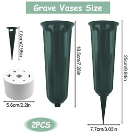 2PCS Grave Vases With Spike And Base, Cemetery Vases With Spikes, Memorial Grave Flower Vases, Plastic Grave Flower Pots, Grave Vases For Grave Garden Yard Garden (Green)